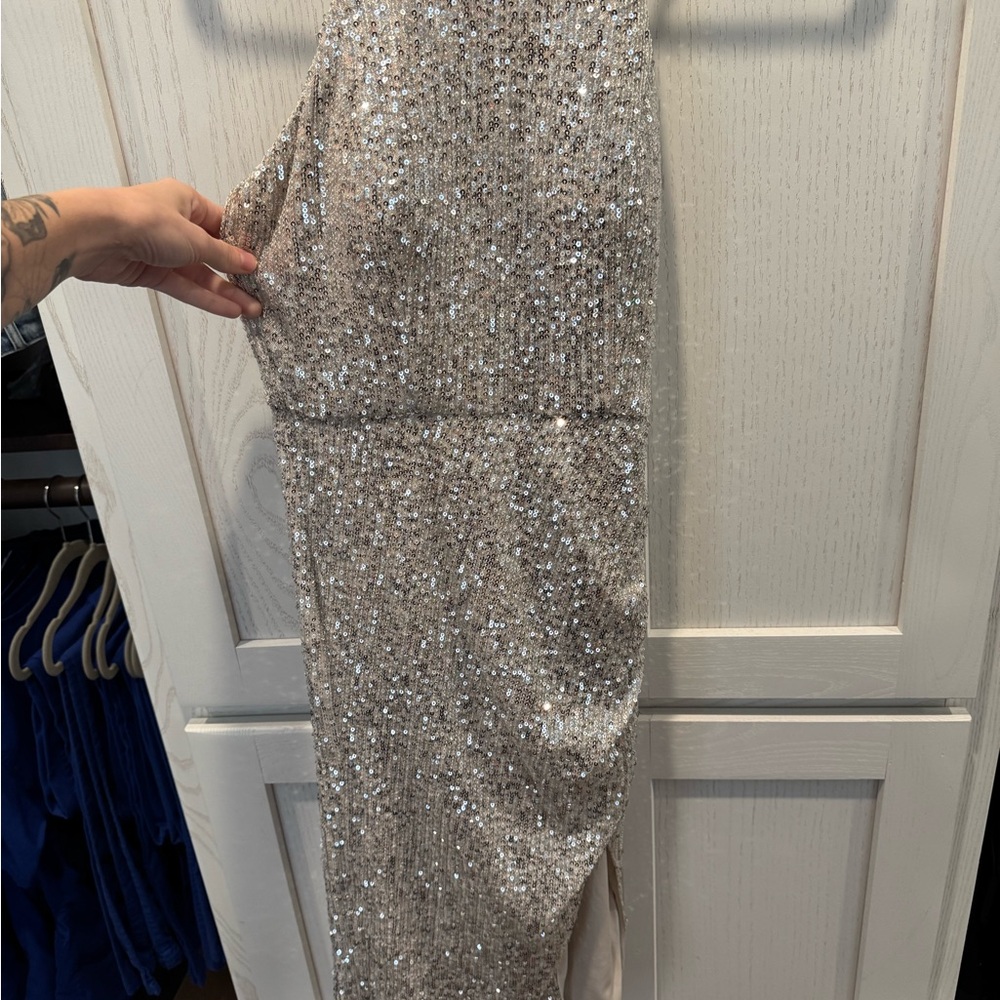 Elegant Silver Sequin Dress